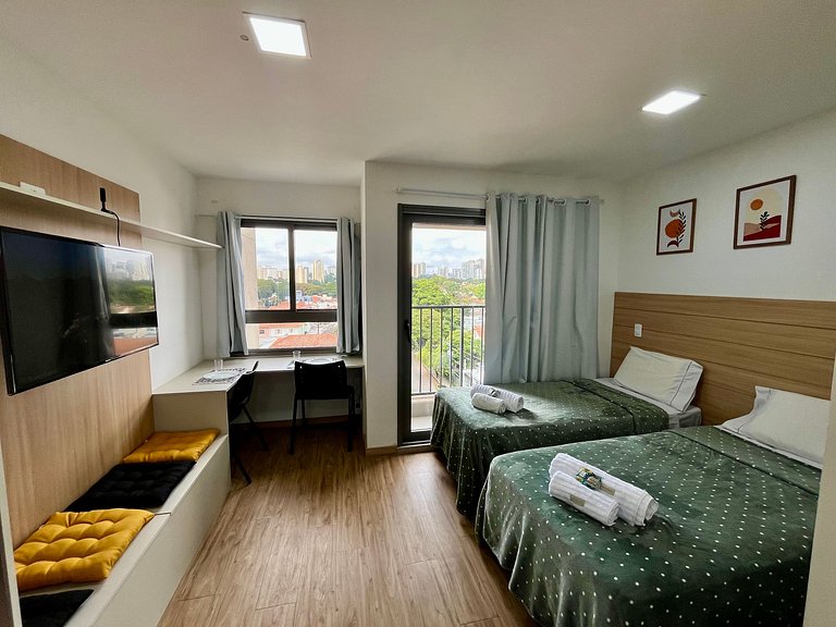 Studio no Campo Belo - 2 camas solteiro | Quad710