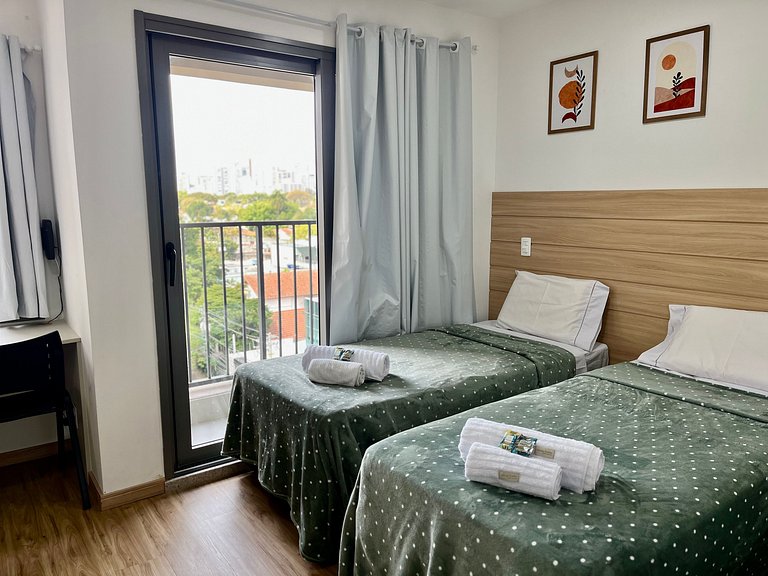 Studio no Campo Belo - 2 camas solteiro | Quad710